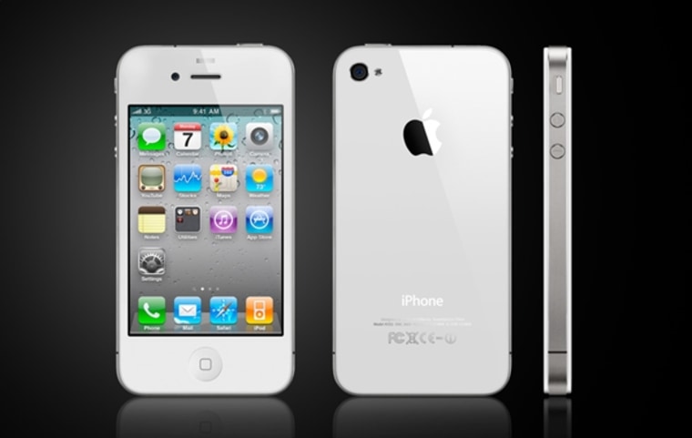 Image: White iPhone 4 shown front and side
