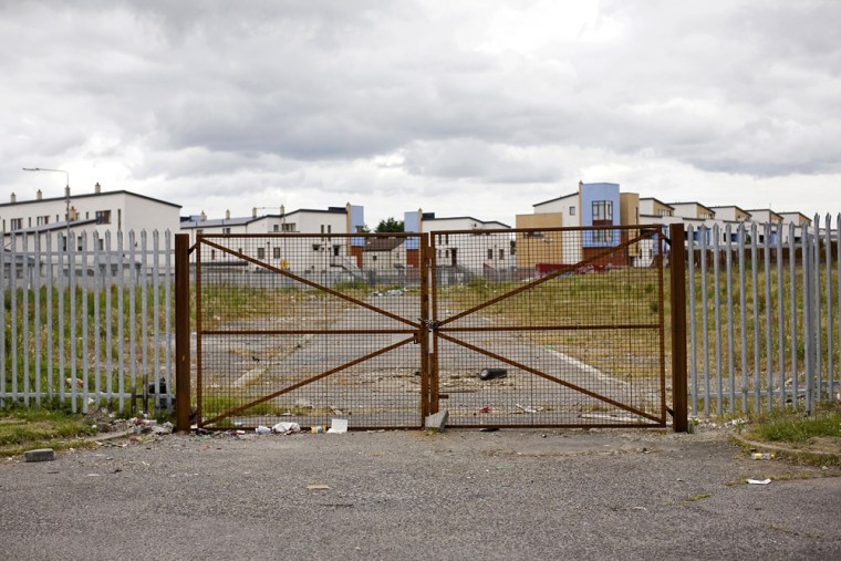 Image: A closed down building site in Ballymun, Ireland, near Dublin.