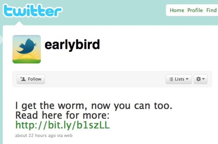 Image: A Twitter page for Earlybird