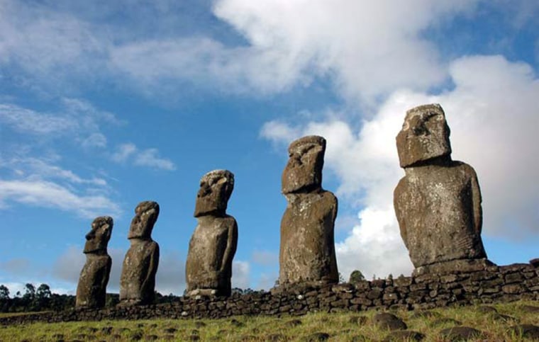 Easter Island's famous stone Moai statues.
