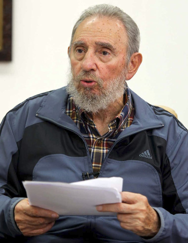 Image: Former Cuban leader Fidel Castro speaks on Cuban television