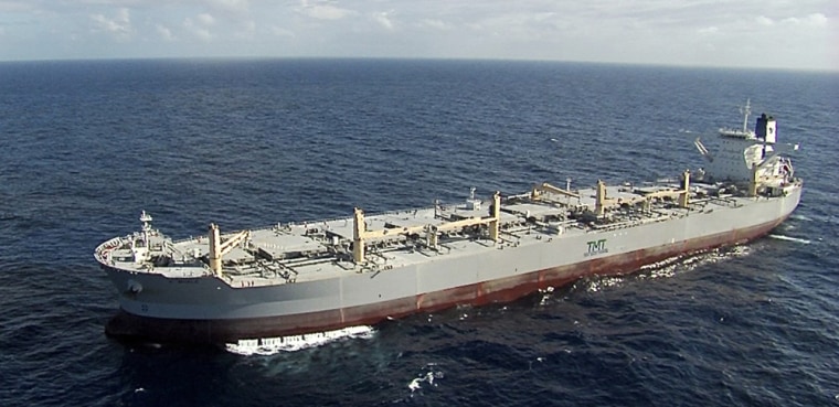 Image: The 'A Whale' skimmer, billed as the world's largest oil skimming vessel, sails in the Gulf of Mexico