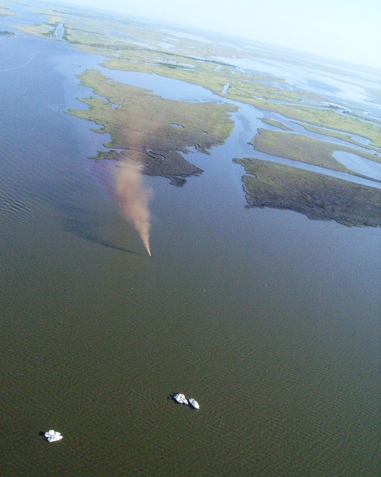 The plume from the new Gulf spill is seen Tuesday.