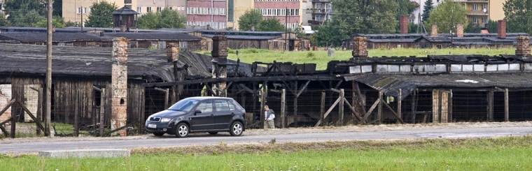 Image: A burnt barrack in the WW2 Nazi German extermination camp Majdanek now turned musem
