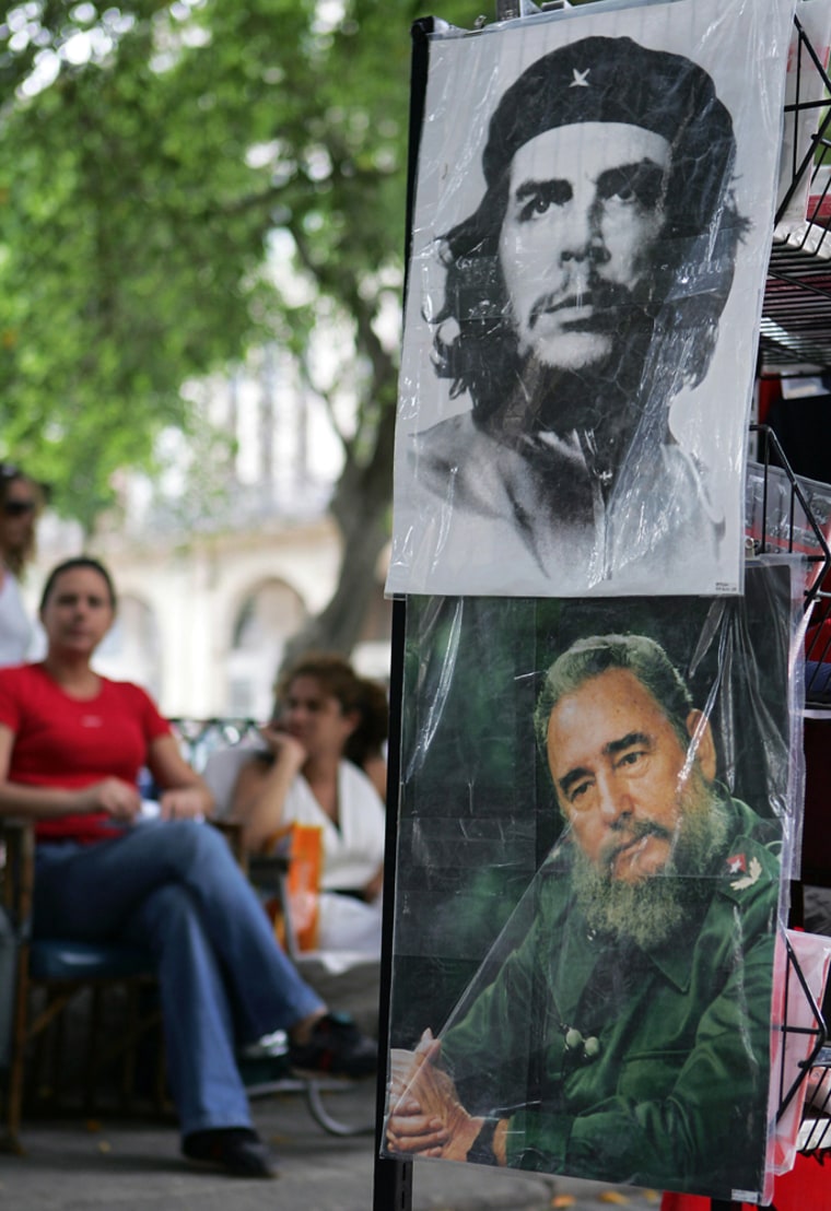 Image: Posters of Fidel Castro and Ernesto Che Guevara, are seen in Havana