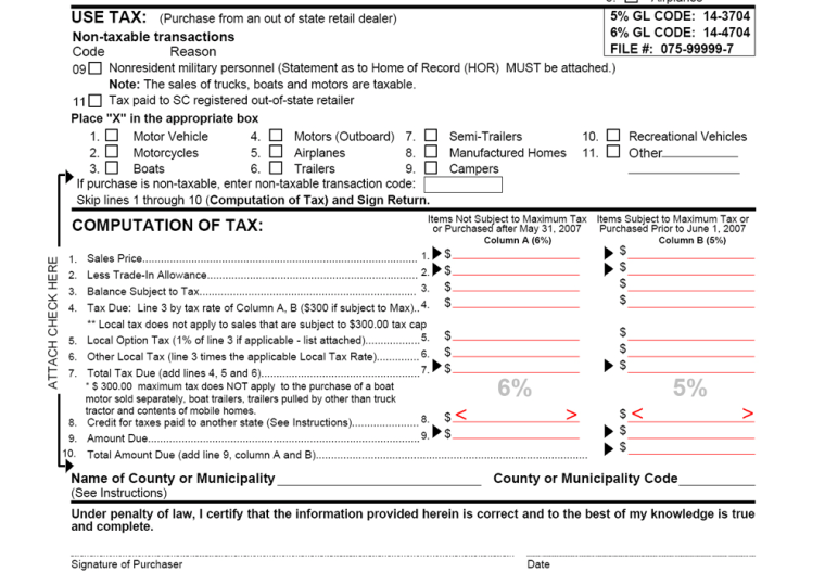 In many states, residents who buy online are expected to complete complicated forms, like this one from the South Carolina tax return, and voluntarily send in sales and use tax payments. 