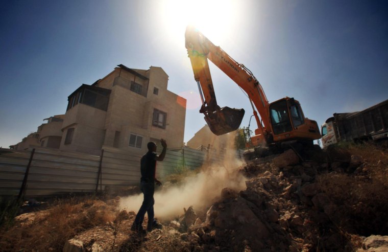 Image: Construction begins on home in Jewish settlement of Adam north of Jerusalem in the West Bank