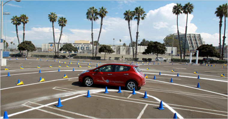 Drivers tested out the Leaf by Nissan in Santa Monica, Calif., earlier this month.