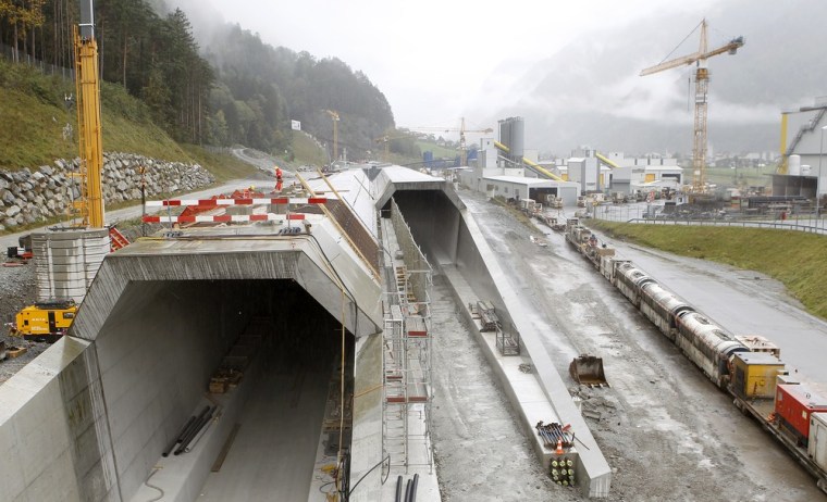 Image: A general view shows the north portal of the NEAT Gotthard Base Tunnel in Erstfeld