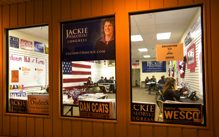 Image: Volunteers working the phones at a campaign office