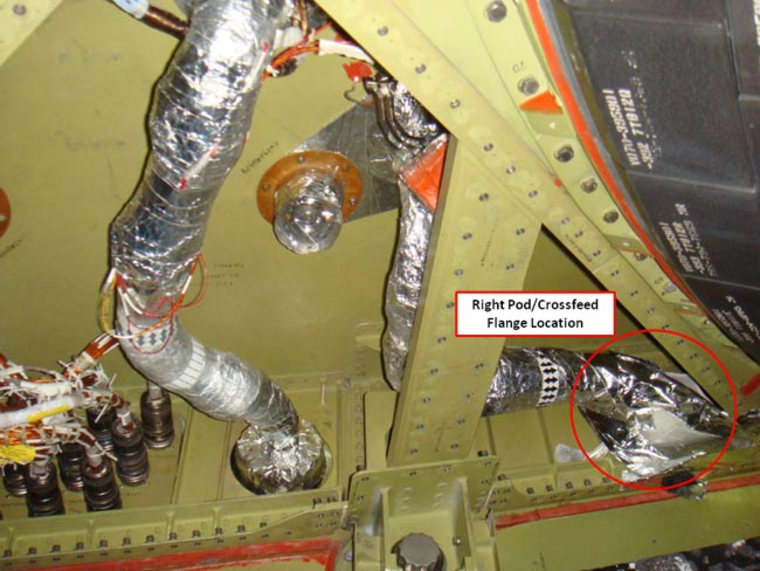 Image: Connecting point in leaking fuel line on Discovery