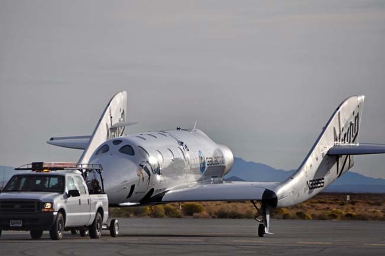 SpaceShipTwo after its 2nd glide test.