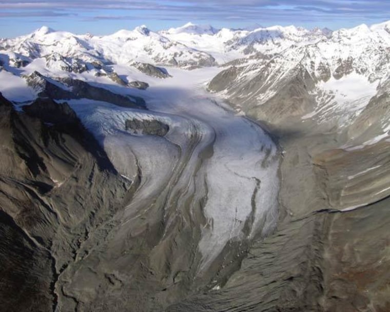 Alaska's Gulkana Glacier, as it appeared in 2003. Satellite data show that glaciers and ice sheets have had increased melting rates in the last decade.