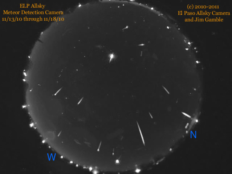 Image: Composite image of 2010 Leonid meteor shower