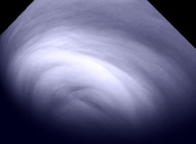 Image: False-color ultraviolet image of the south pole of Venus