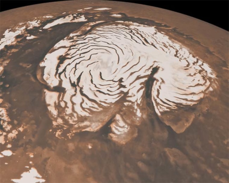 Image: Orbital view of north polar region of Mars