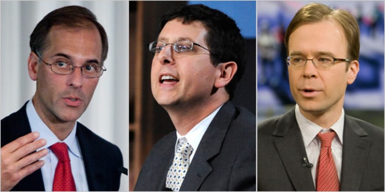 Among economists predicting a brighter 2011 are Mark Zandi, left, of Moody’s Economy.com; Phillip L. Swagel, center, a former Treasury economist; and Jan Hatzius of Goldman Sachs. 