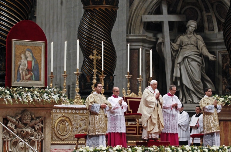 Image: Pope Benedict XVI leads the Christmas mass in Saint Peter's Basilica at the Vatican