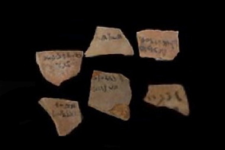 Ostraca unearthed at the Soknopaios temple in Soknopaiou Nesos, Egypt.