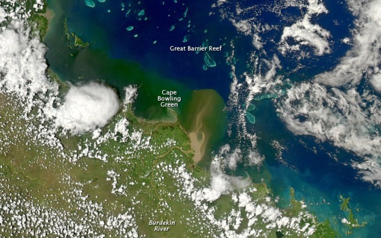 Image: Satellite view of sediment near Great Barrier Reef
