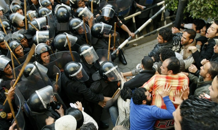 Image: Egyptian demonstrators demanding the ous