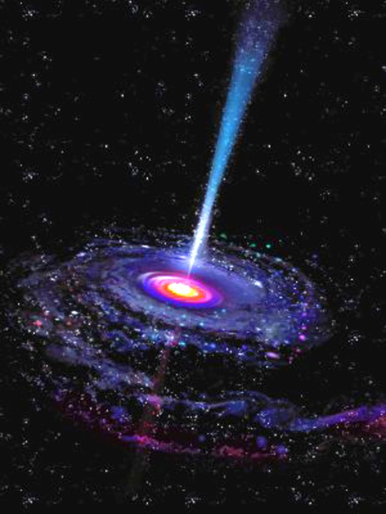 An illustration of a supermassive black hole at the center of a galaxy. Black holes are considered some of the weirdest things in the universe.