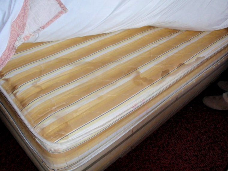 Image: A stained mattress at Hotel Carter in New York City