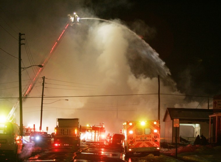 Image: Fire rages after an explosion in Allentown, Pa.