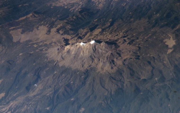 Image: Satellite view of glaciers atop volcano
