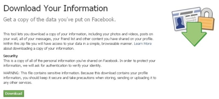 Image: Facebook download your data