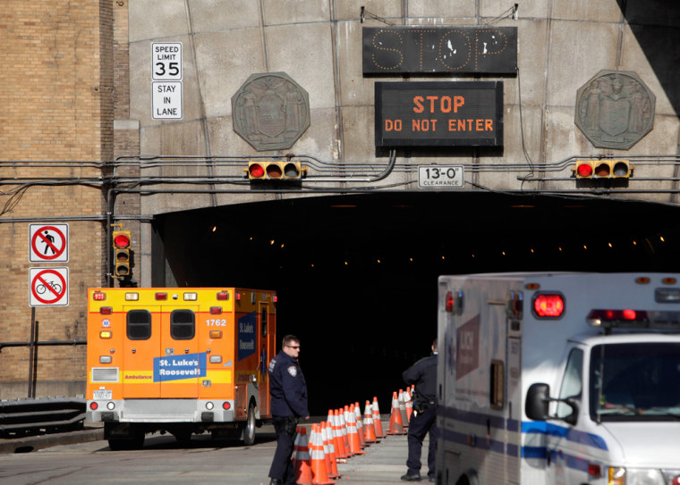 Image: Amublances at New York's Lincoln tunnel