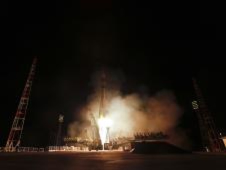 The Soyuz TMA-21 launched from the Baikonur Cosmodrome in Kazakhstan on Tuesday, carrying Expedition 27 Soyuz commander Alexander Samokutyaev, NASA flight engineer Ron Garan and Russian flight engineer Andrey Borisenko to the International Space Station. 