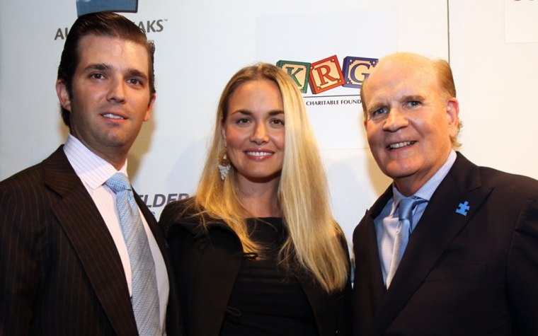 Donald Trump Jr., left, and Vanessa Trump alongside Autism Speaks co-founder Bob Wright at the annual Autism Speaks Celebrity Chef gala.