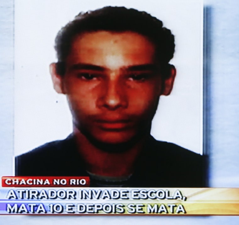 Image: A still image taken from video shows Oliveira, a gunman who killed 11 children and then himself in Rio de Janeiro