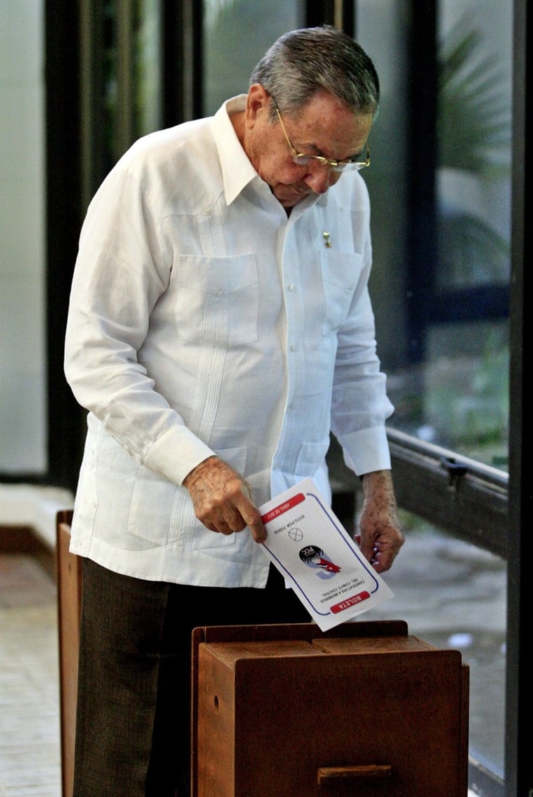 Image: Cuban President Raul Castro casts his vote to elect the new Central Comitee of the Cuban Comunist Party during the Sixth Congress of the Communist Party of Cuba, in Havana,