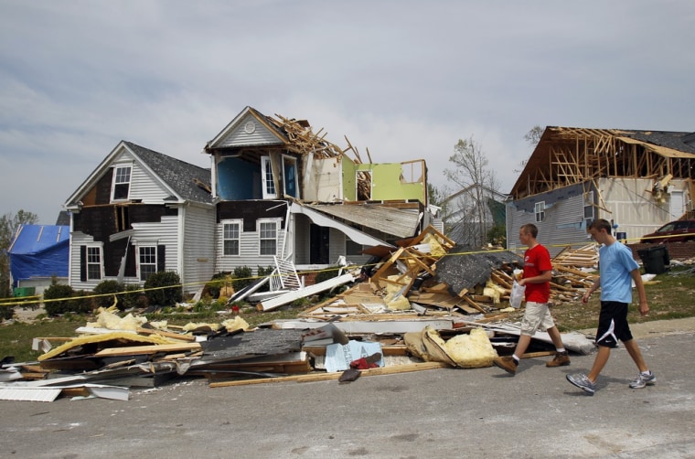 Image: Saturday's tornado damaged many homes  in northeast Raleigh, N.C. are shown on Tuesday, April 19