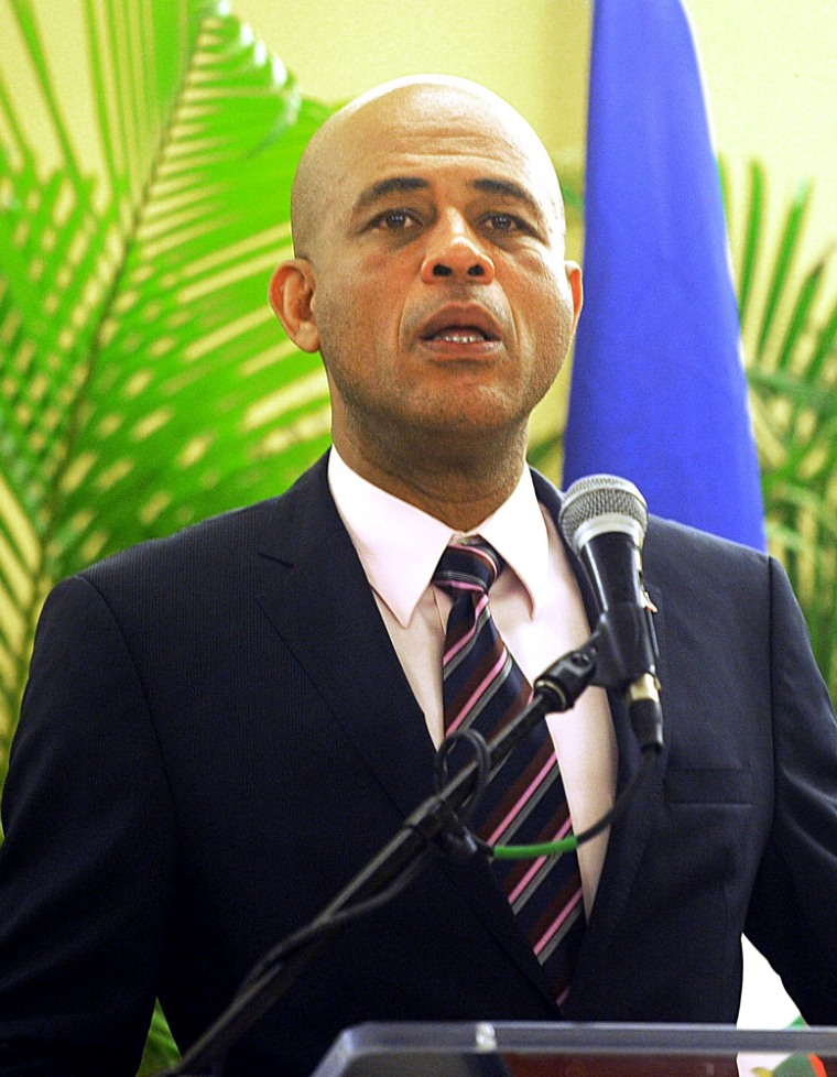 Image: President-elect Michel Martelly addresses newly elected deputies and congressman