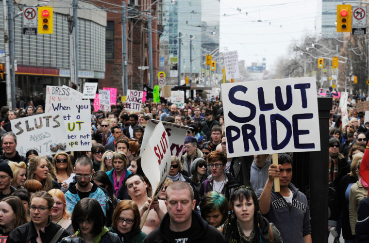 Image: People take part in the \"Slutwalk\" protest in Toronto