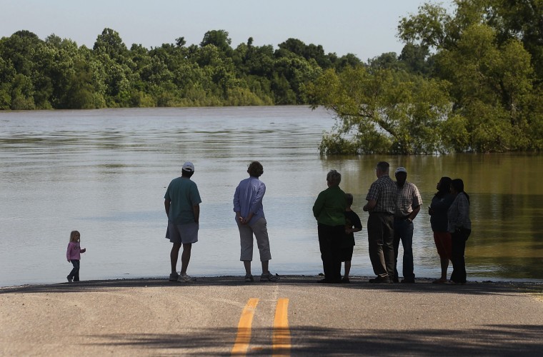 Image: The flooded Atchafalaya River during a mandatory evacuation on May 15, 2011 in Krotz Springs, Louisiana.