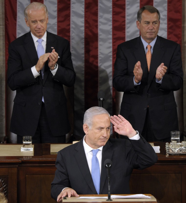 Image: Benjamin Netanyahu, Joe Biden, John Boehner