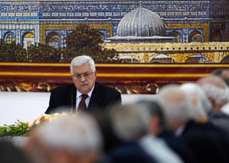 Image: Palestinian President Abbas attends a meeting of the PLO in Ramallah