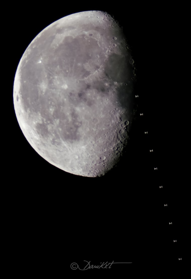 Image: ISS and moon