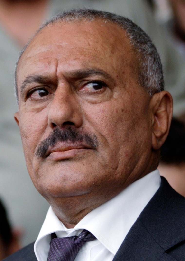 Image: Yemen's President Saleh during a rally in April