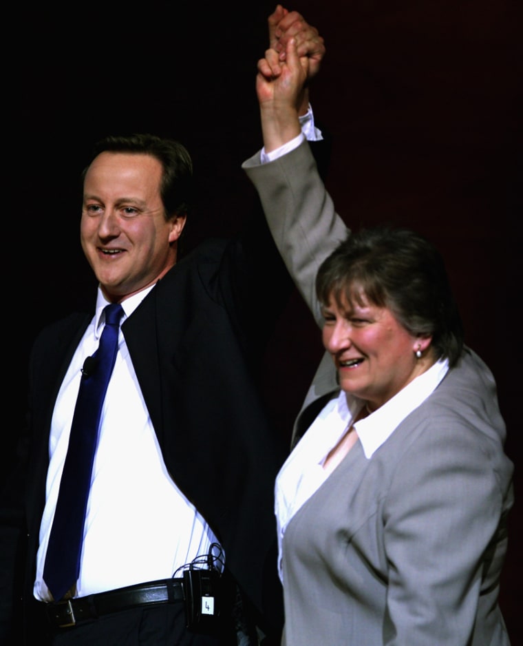 UK Conservative party leader David Cameron and Annabel Goldie, leader of the Scottish Conservatives