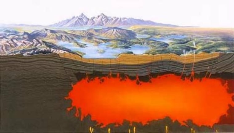 Yellowstone is an active volcano. Surface features such as geysers and hot springs are direct results of the region's underlying volcanism.