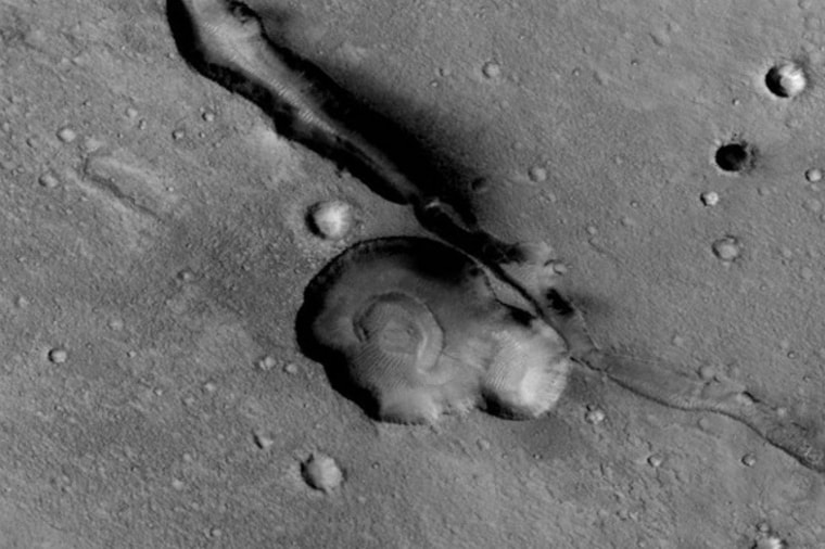 Image: Photo taken of the Gandhi face geologic feature by the Mars Reconnaissance Orbiter