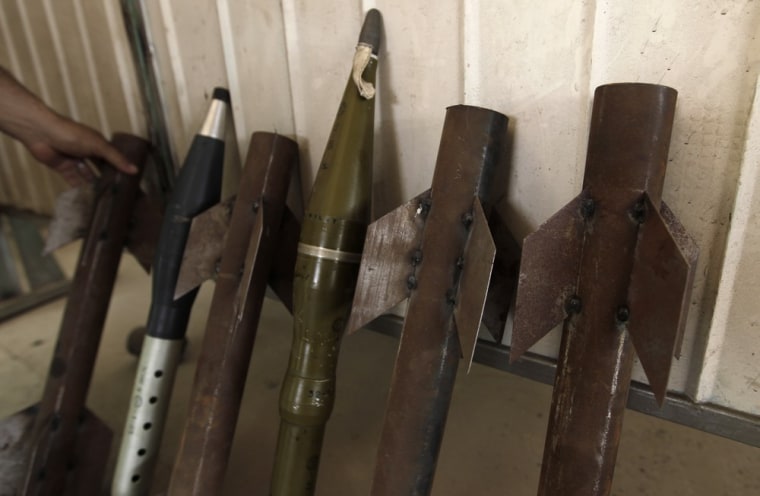 Image: Improvised missiles are made by Libyan rebels