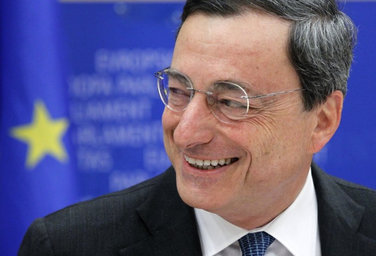 Image: File photo of Bank of Italy Governor Draghi attending the EU Parliament economic and monetary affairs committee in Brussels