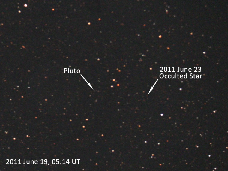 This June 23 Pluto occultation star field image was taken by American Astronomical Society press officer Rick Fienberg from his home observatory in New Hampshire.
