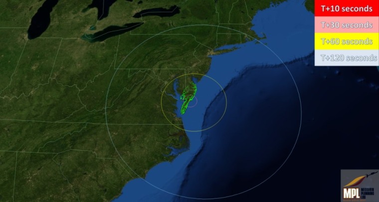 This chart displays areas that have the possibility of seeing the ORS-1 Launch after launch on June 28, 2011.